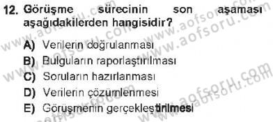 Sosyal Bilimlerde Araştırma Yöntemleri Dersi 2012 - 2013 Yılı Tek Ders Sınav Soruları 12. Soru