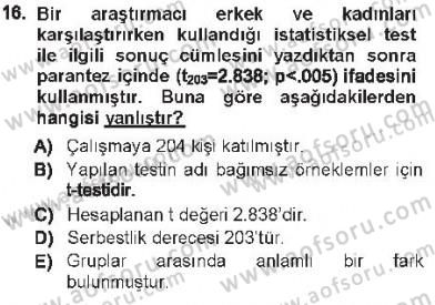 Sosyal Bilimlerde Araştırma Yöntemleri Dersi 2012 - 2013 Yılı Tek Ders Sınav Soruları 16. Soru