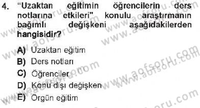 Sosyal Bilimlerde Araştırma Yöntemleri Dersi 2012 - 2013 Yılı Tek Ders Sınav Soruları 4. Soru