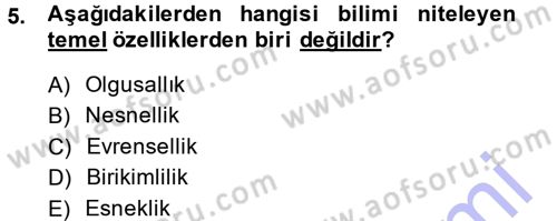 Sosyal Bilimlerde Araştırma Yöntemleri Dersi Ara Sınavı Deneme Sınav Soruları 5. Soru