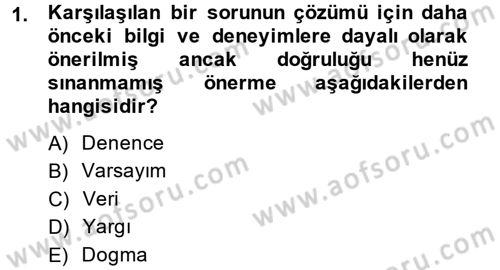 Sosyal Bilimlerde Araştırma Yöntemleri Dersi Ara Sınavı Deneme Sınav Soruları 1. Soru