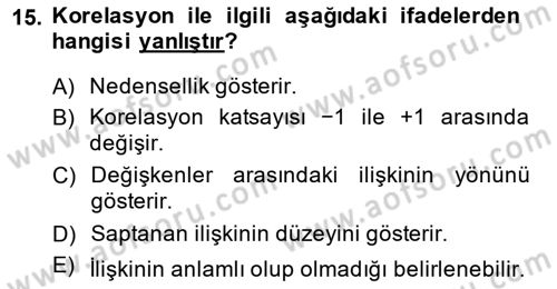 Sosyal Bilimlerde Araştırma Yöntemleri Dersi 2014 - 2015 Yılı (Final) Dönem Sonu Sınav Soruları 15. Soru