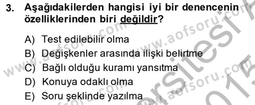 Sosyal Bilimlerde Araştırma Yöntemleri Dersi 2014 - 2015 Yılı (Final) Dönem Sonu Sınav Soruları 3. Soru