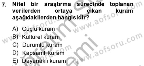 Sosyal Bilimlerde Araştırma Yöntemleri Dersi 2014 - 2015 Yılı (Final) Dönem Sonu Sınav Soruları 7. Soru