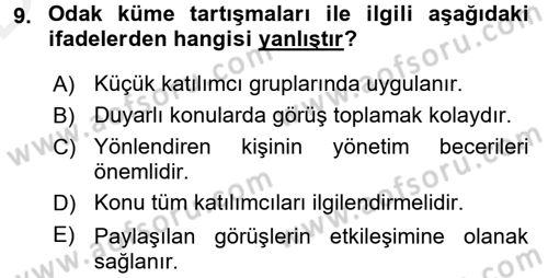 Sosyal Bilimlerde Araştırma Yöntemleri Dersi 2015 - 2016 Yılı Tek Ders Sınav Soruları 9. Soru