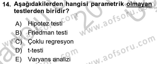 Sosyal Bilimlerde Araştırma Yöntemleri Dersi 2016 - 2017 Yılı 3 Ders Sınav Soruları 14. Soru