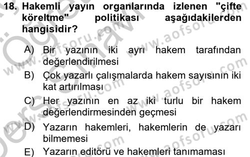 Sosyal Bilimlerde Araştırma Yöntemleri Dersi 2016 - 2017 Yılı 3 Ders Sınav Soruları 18. Soru