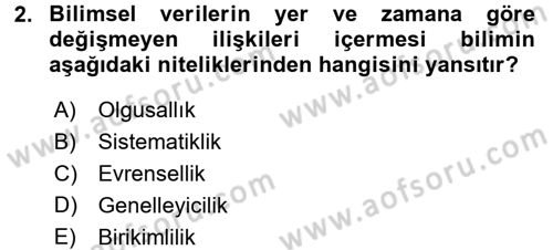 Sosyal Bilimlerde Araştırma Yöntemleri Dersi 2016 - 2017 Yılı 3 Ders Sınav Soruları 2. Soru