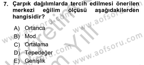 Sosyal Bilimlerde Araştırma Yöntemleri Dersi 2016 - 2017 Yılı 3 Ders Sınav Soruları 7. Soru