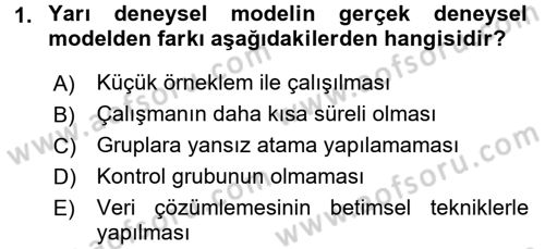 Sosyal Bilimlerde Araştırma Yöntemleri Dersi Ara Sınavı Deneme Sınav Soruları 1. Soru
