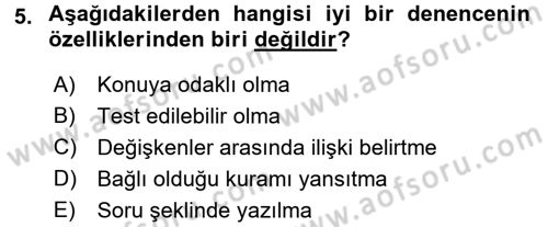 Sosyal Bilimlerde Araştırma Yöntemleri Dersi 2016 - 2017 Yılı (Vize) Ara Sınavı 5. Soru