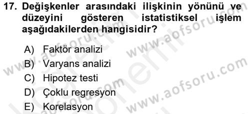 Sosyal Bilimlerde Araştırma Yöntemleri Dersi 2016 - 2017 Yılı (Final) Dönem Sonu Sınav Soruları 17. Soru