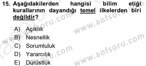 Sosyal Bilimlerde Araştırma Yöntemleri Dersi 2017 - 2018 Yılı 3 Ders Sınav Soruları 15. Soru