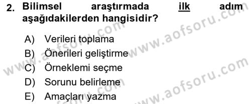 Sosyal Bilimlerde Araştırma Yöntemleri Dersi 2017 - 2018 Yılı 3 Ders Sınav Soruları 2. Soru
