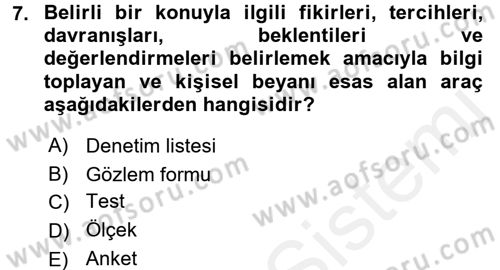 Sosyal Bilimlerde Araştırma Yöntemleri Dersi 2017 - 2018 Yılı 3 Ders Sınav Soruları 7. Soru
