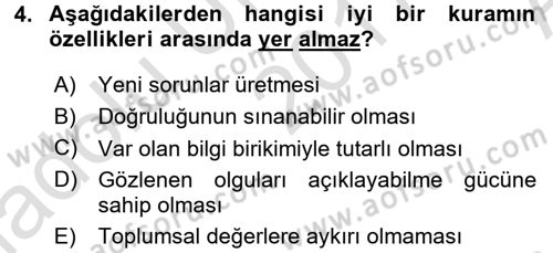 Sosyal Bilimlerde Araştırma Yöntemleri Dersi Ara Sınavı Deneme Sınav Soruları 4. Soru