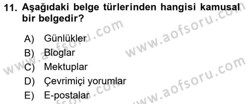 Sosyal Bilimlerde Araştırma Yöntemleri Dersi 2018 - 2019 Yılı 3 Ders Sınav Soruları 11. Soru
