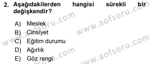 Sosyal Bilimlerde Araştırma Yöntemleri Dersi 2018 - 2019 Yılı 3 Ders Sınav Soruları 2. Soru