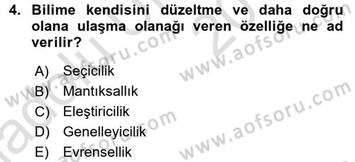 Sosyal Bilimlerde Araştırma Yöntemleri Dersi 2018 - 2019 Yılı 3 Ders Sınavı 4. Soru