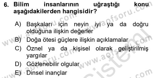 Sosyal Bilimlerde Araştırma Yöntemleri Dersi 2018 - 2019 Yılı 3 Ders Sınav Soruları 6. Soru