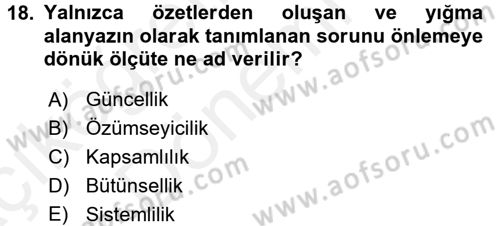 Sosyal Bilimlerde Araştırma Yöntemleri Dersi Ara Sınavı Deneme Sınav Soruları 18. Soru