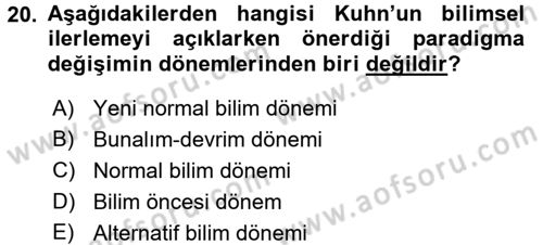 Sosyal Bilimlerde Araştırma Yöntemleri Dersi Ara Sınavı Deneme Sınav Soruları 20. Soru