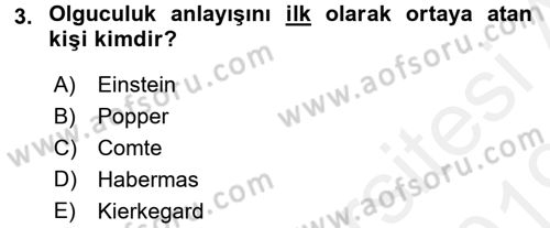 Sosyal Bilimlerde Araştırma Yöntemleri Dersi Ara Sınavı Deneme Sınav Soruları 3. Soru