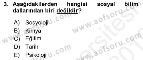 Sosyal Bilimlerde Araştırma Yöntemleri Dersi 2018 - 2019 Yılı (Final) Dönem Sonu Sınav Soruları 3. Soru