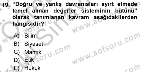 Sosyal Bilimlerde Araştırma Yöntemleri Dersi 2018 - 2019 Yılı Yaz Okulu Sınav Soruları 19. Soru