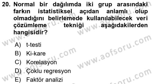 Sosyal Bilimlerde Araştırma Yöntemleri Dersi 2018 - 2019 Yılı Yaz Okulu Sınav Soruları 20. Soru