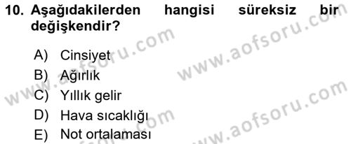 Sosyal Bilimlerde Araştırma Yöntemleri Dersi Ara Sınavı Deneme Sınav Soruları 10. Soru
