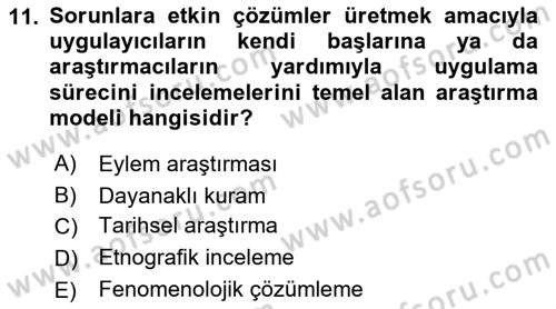 Sosyal Bilimlerde Araştırma Yöntemleri Dersi Ara Sınavı Deneme Sınav Soruları 11. Soru