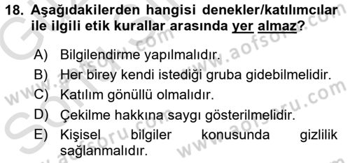 Sosyal Bilimlerde Araştırma Yöntemleri Dersi 2019 - 2020 Yılı (Final) Dönem Sonu Sınav Soruları 18. Soru