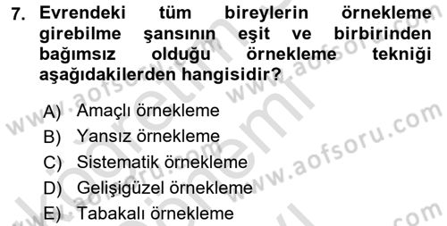 Sosyal Bilimlerde Araştırma Yöntemleri Dersi 2019 - 2020 Yılı (Final) Dönem Sonu Sınav Soruları 7. Soru
