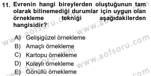 Sosyal Bilimlerde Araştırma Yöntemleri Dersi 2020 - 2021 Yılı Yaz Okulu Sınav Soruları 11. Soru
