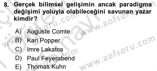 Sosyal Bilimlerde Araştırma Yöntemleri Dersi 2020 - 2021 Yılı Yaz Okulu Sınav Soruları 8. Soru