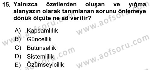 Sosyal Bilimlerde Araştırma Yöntemleri Dersi 2021 - 2022 Yılı (Vize) Ara Sınav Soruları 15. Soru