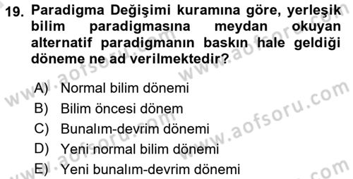 Sosyal Bilimlerde Araştırma Yöntemleri Dersi 2021 - 2022 Yılı (Vize) Ara Sınav Soruları 19. Soru