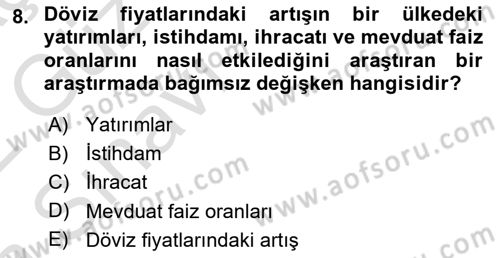 Sosyal Bilimlerde Araştırma Yöntemleri Dersi 2021 - 2022 Yılı (Vize) Ara Sınav Soruları 8. Soru