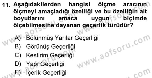 Sosyal Bilimlerde Araştırma Yöntemleri Dersi 2021 - 2022 Yılı (Final) Dönem Sonu Sınav Soruları 11. Soru