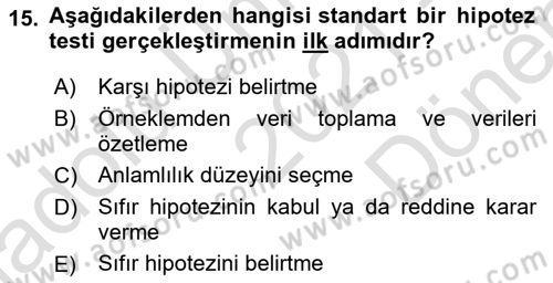 Sosyal Bilimlerde Araştırma Yöntemleri Dersi 2021 - 2022 Yılı (Final) Dönem Sonu Sınav Soruları 15. Soru