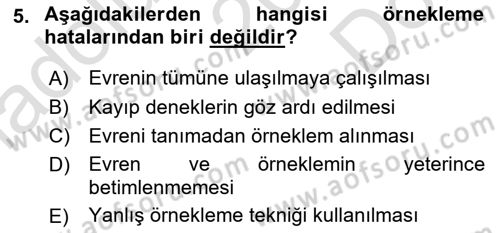 Sosyal Bilimlerde Araştırma Yöntemleri Dersi 2021 - 2022 Yılı (Final) Dönem Sonu Sınav Soruları 5. Soru