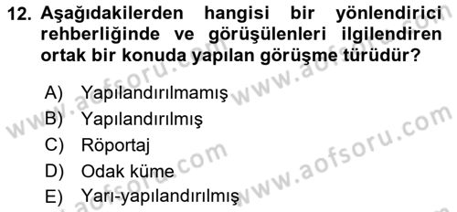 Sosyal Bilimlerde Araştırma Yöntemleri Dersi 2021 - 2022 Yılı Yaz Okulu Sınav Soruları 12. Soru