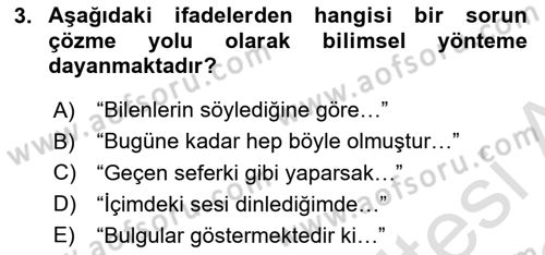 Sosyal Bilimlerde Araştırma Yöntemleri Dersi 2021 - 2022 Yılı Yaz Okulu Sınav Soruları 3. Soru