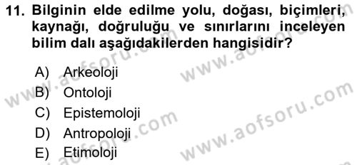 Sosyal Bilimlerde Araştırma Yöntemleri Dersi Ara Sınavı Deneme Sınav Soruları 11. Soru