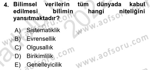 Sosyal Bilimlerde Araştırma Yöntemleri Dersi 2022 - 2023 Yılı (Vize) Ara Sınav Soruları 4. Soru