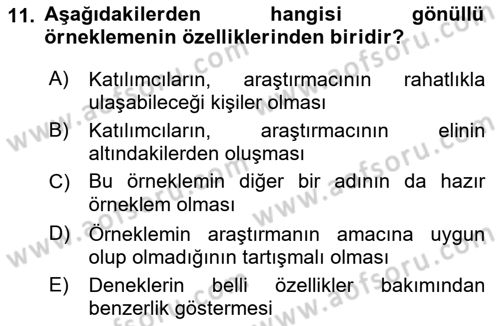 Sosyal Bilimlerde Araştırma Yöntemleri Dersi 2022 - 2023 Yılı (Final) Dönem Sonu Sınav Soruları 11. Soru