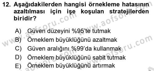 Sosyal Bilimlerde Araştırma Yöntemleri Dersi 2022 - 2023 Yılı (Final) Dönem Sonu Sınav Soruları 12. Soru