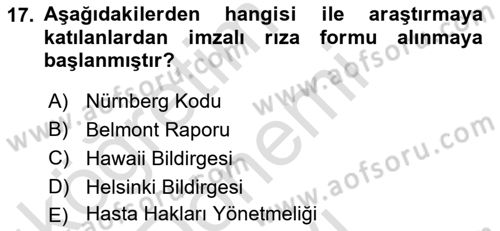 Sosyal Bilimlerde Araştırma Yöntemleri Dersi 2022 - 2023 Yılı (Final) Dönem Sonu Sınav Soruları 17. Soru