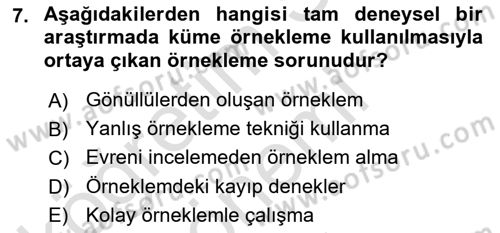 Sosyal Bilimlerde Araştırma Yöntemleri Dersi 2022 - 2023 Yılı (Final) Dönem Sonu Sınav Soruları 7. Soru